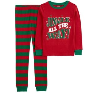 Carter’s Kids Jingle All the Way Christmas Shirt and Stripe Pants Pajamas